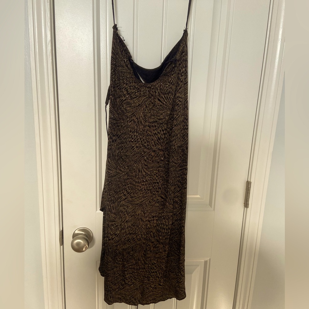 Slinky Strappy Gold Glitter Patterned Part Dress